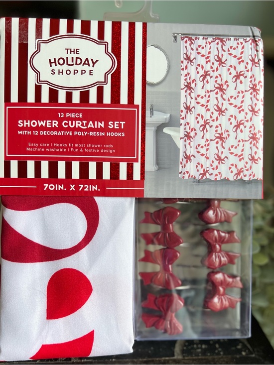 Other - Red Candy Cane Shower Curtain Set